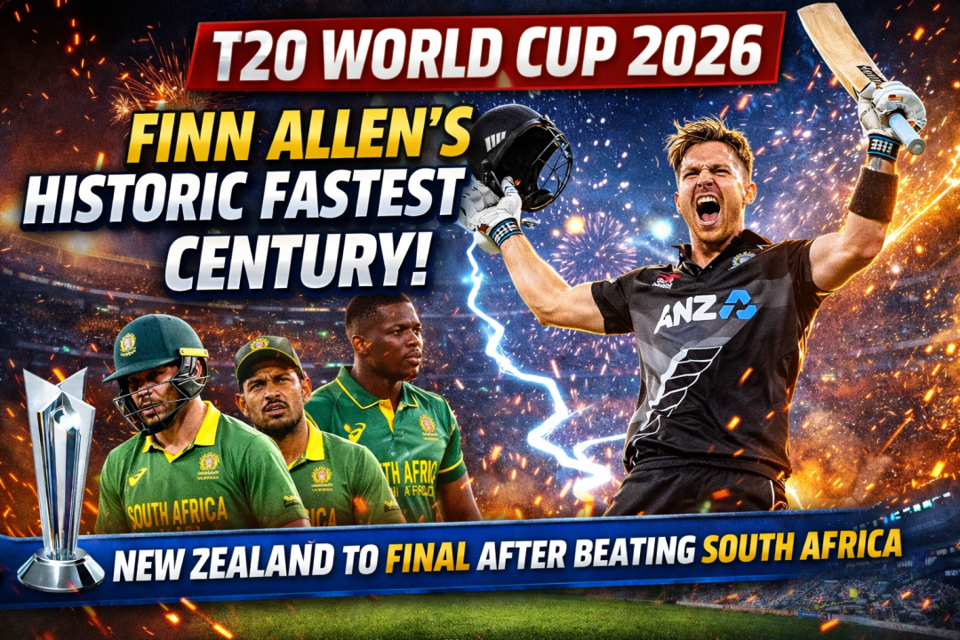 T20 World Cup 2026: फिन एलन के ऐतिहासिक सबसे तेज शतक से न्यूज़ीलैंड फाइनल में, सेमीफाइनल में साउथ अफ्रीका को हराया