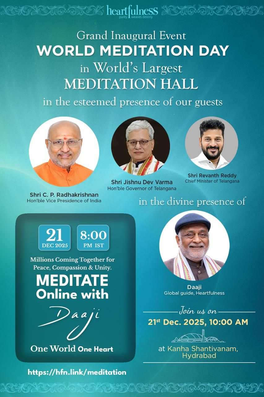 विश्व ध्यान दिवस: दुनिया के सबसे बड़े ध्यान केंद्र में भव्य उद्घाटन समारोह आयोजित किया जाएगा